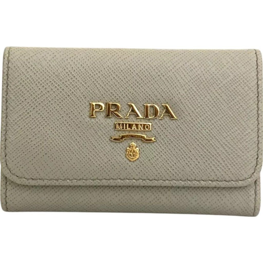 373183ax V2 Prada Key Case 4 Ring Gray Leather